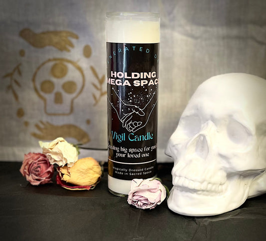 Holding Mega Space Vigil Candle